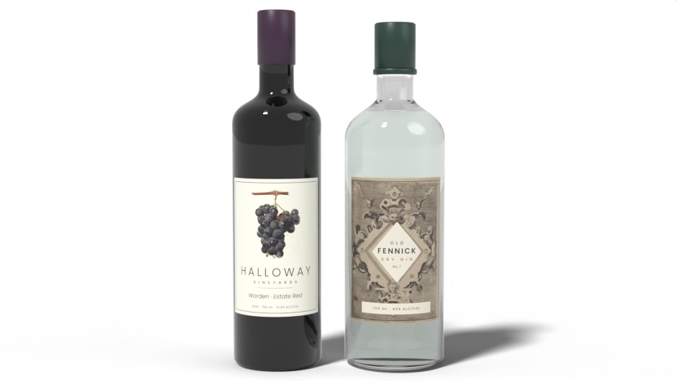 A red wine and a dry gin side by side