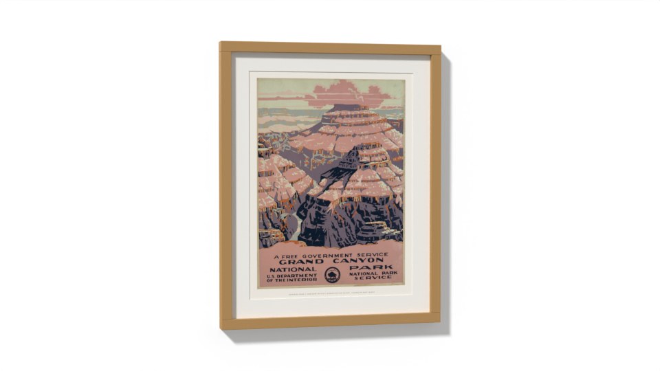 The 1938 poster reprint, framed on a wall