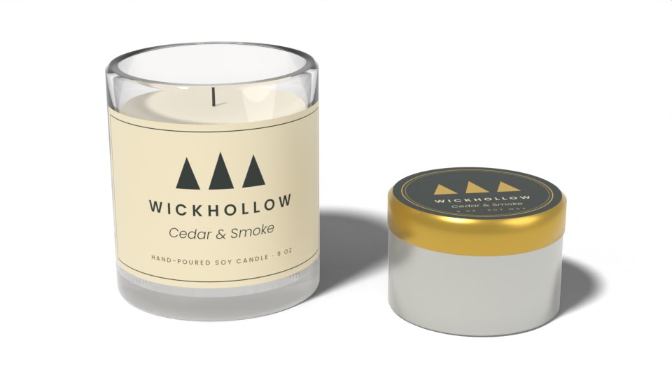 A candle tumbler and its travel tin